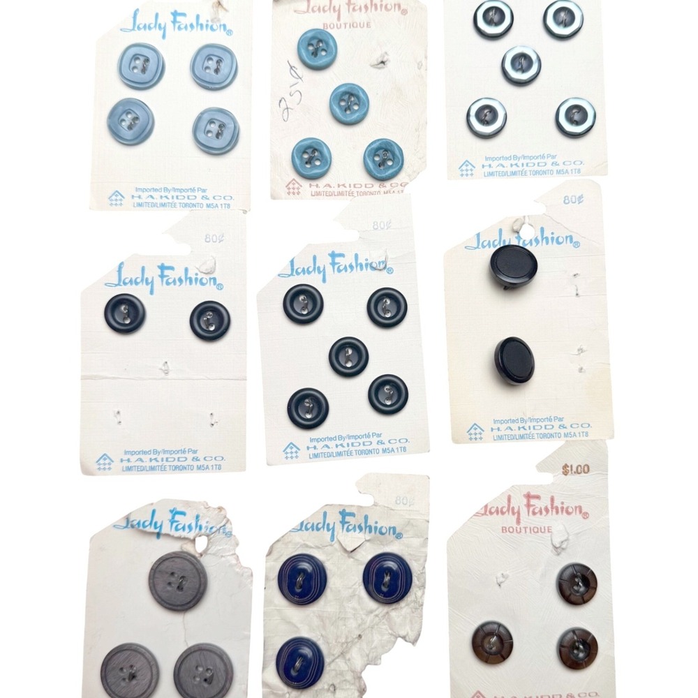 Lady Fashion Vintage Buttons Lot H.A. Kidd & Co Retro Sewing Notions Mixed Cards